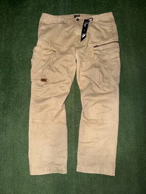 PRPS Men's Tan Relaxed Cargo Jeans with Utility Pockets